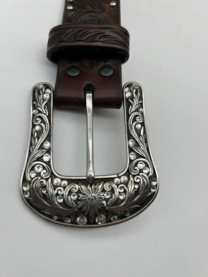 "Cinturón de cuero para damas Ariat A1518602 conchos adornado marrón M hasta 36""" Foto 4 de 4