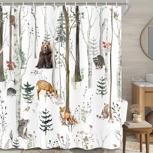 Tenda da Doccia Rustica Foresta per Bagno, Bosco Albero Loggia Cabina Doccia - Foto 3 di 6