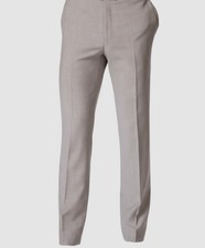  190 Calvin Klein 40W 30L Men's Slim Fit Gray Wool Suit Flat Front Dress Pants