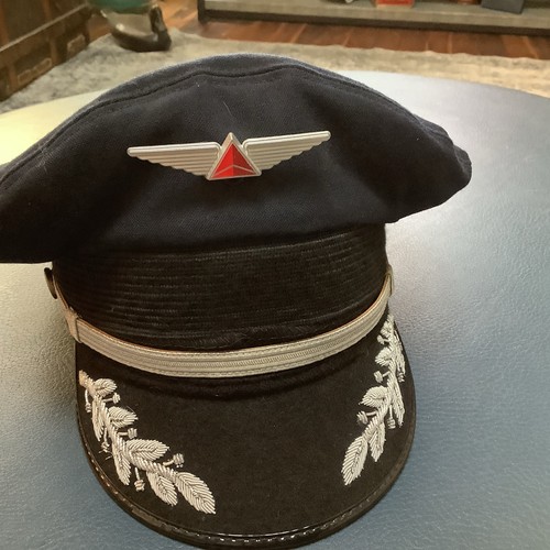 Vintage Delta Airlines Pilotenmütze Bancroft Kappe Fluggesellschaft Sammlerstück Größe 6 3/4-EUC! - Bild 2 von 13