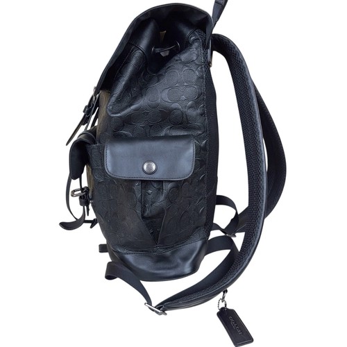 Mochila COACH Hudson Signature Monograma Logo Cuero Guijarro Negra Excelente - Imagen 8 de 20