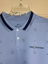 Nike Polo Shirt Mens Large Blue TPC Sawgrass The Players Championship Golf Print