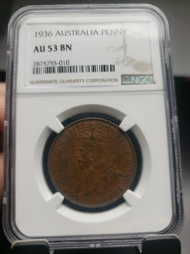 1936 Australia Penny NGC Graded AU53 BN