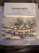 Vintage Glencraft Wood Interlocking Jigsaw Puzzle "The Fuel Gatherers" 