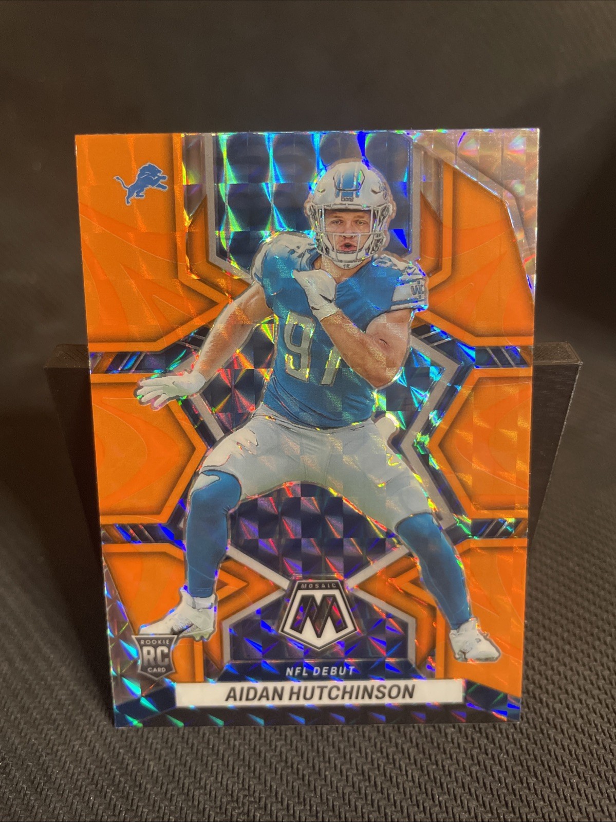 2022 Panini Mosaic - Rookies Aidan Hutchinson #320 Mosaic Reactive Orange Prizm 