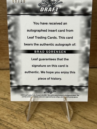 2013 Leaf Metal Draft - Brad Sorensen #BA-BS1 (AU, RC) 08/10 Southern Utah - Picture 8 of 8