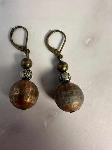 Set Of Brass And Gold Costume Dangle Earrings Fun romantic - Picture 3 of 3