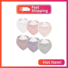 Susurration Muslin Baby Drool Bibs 6Pack Soft Triangular Adjustable Baby Bandana