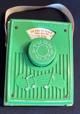 1976 Vintage Fisher Price Music Box Pocket Radio Plays   I  d Like To Teach..  