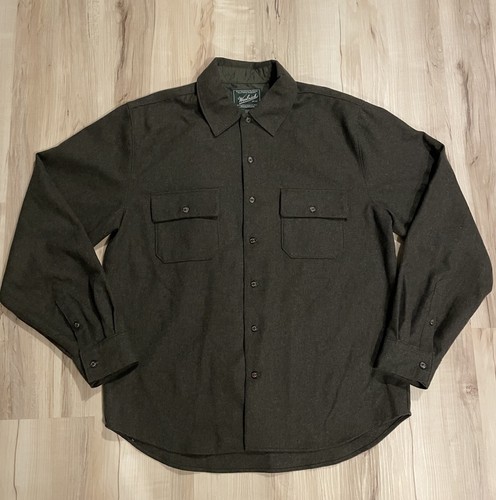 Woolrich 100% Wool Button Up Shirt Shacket Men’s Size Medium Gray Long Sleeve - Picture 2 of 9