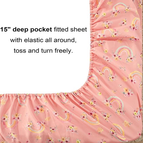 Full Size Comforter Sets for Girls Kids, 8 Pieces Bed in a Bag Pink Rainbow F... - Picture 5 of 7