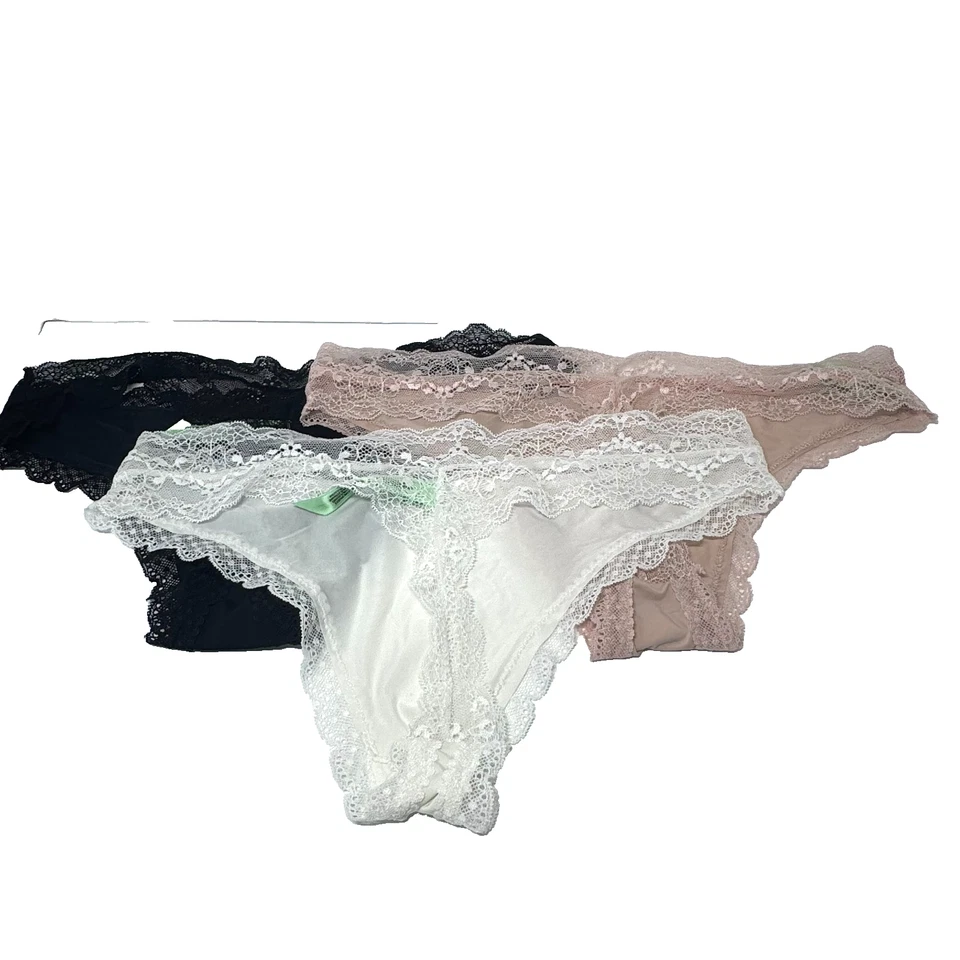 Honeydew Intimates Aiden Thong 3-Pack Lace Trim Nude White Black Large L - Image 2 of 4