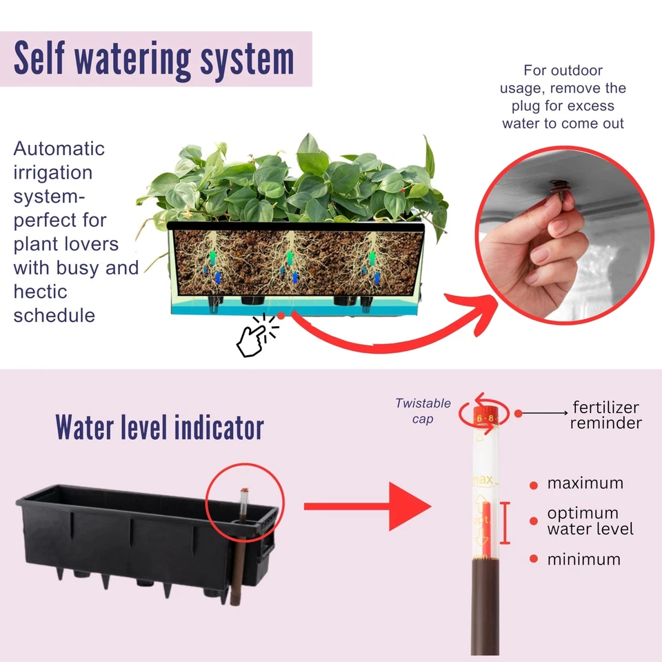 Maceta colgante de pared LaLaGreen para exteriores (20 pulgadas, paquete de 4) montada en la pared... Foto 3 de 4