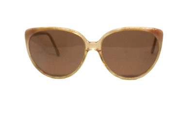 Vintage 80s Plastic Butterfly Brown RICCI Women Drop Sunglasses