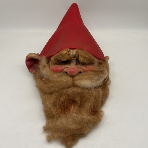 Vintage Large Gnome Mask W/ Red Hat & Beard!