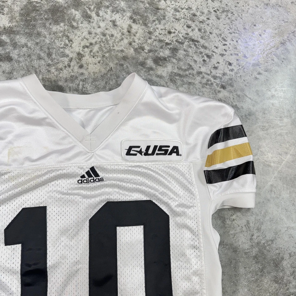 Camiseta de fútbol Adidas CUSA para hombre 44 blanca negra dorada número 10 camiseta de juego de la NCAA Foto 4 de 4