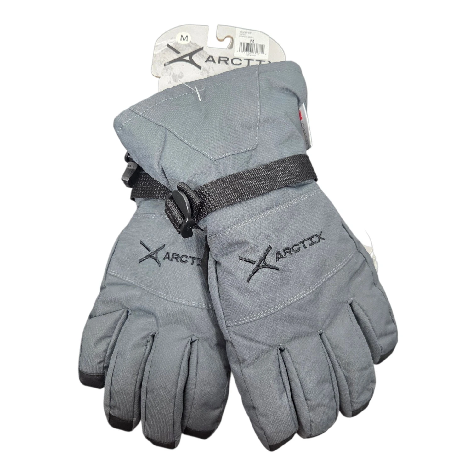 Arctix Gray Black Cold Snow Cat -Weather Gloves with Adjustable Strap