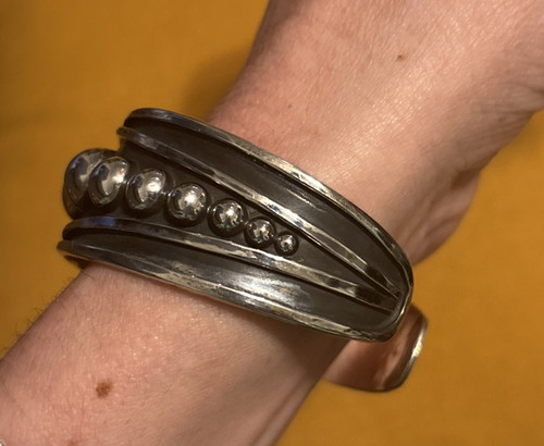 Vintage Mexican Taxco Sterling Silver Ball Bead Cuff Bracelet - Bild 6 von 16