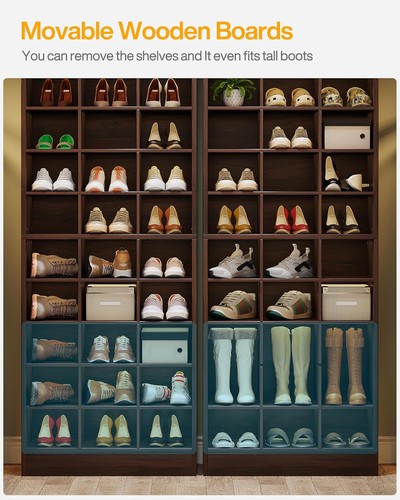 Gabinete de almacenamiento de zapatos de 10 niveles, zapatero de madera con 30 cubbitos para sala de estar - Imagen 4 de 9