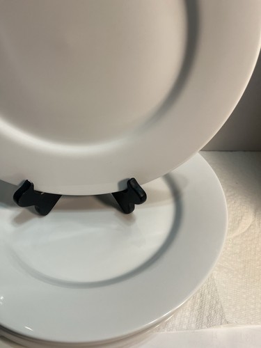 5 Crate & Barrel White Aspen Rimmed Dinner Plates 10.5", Very Nice - Picture 5 of 6
