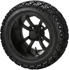 (4) Golf Cart 23x10-14 Sierra Sport Tire on 14x7 Matte Black Storm Trooper Wheel