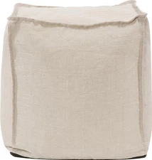 Prairie Linen Pouf Square Ottoman-Traditional Style
