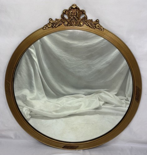 Antique Vintage Art Deco Gold Gilt Gesso Wood Wall Mirror Acanthus Leaf Reeded - Picture 2 of 16