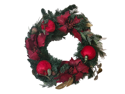Christmas 19" Wreath Apples poinsettia Glitter - Picture 5 of 10
