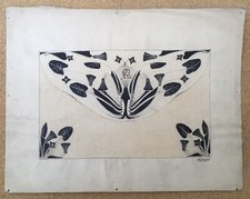 Disegno Originale Antico Inchiostro Art Nouveau Fiore Stami Pistillo A.Gobrecht