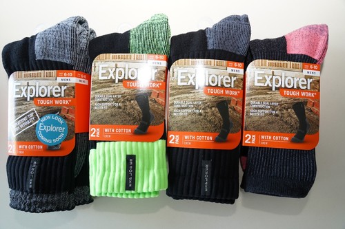 6/10 Pack Explorer Mens Tough Work Cotton + Wool Crew Socks size 6-14 - Picture 7 of 7