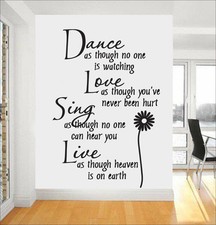 LOVE SING DANCE LIVE Wall Decal Bedroom Home 36/"