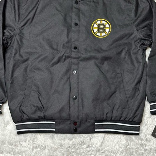 NWT Boston Bruins NHL Full Snap Varsity Bomber Jacket Black Women’s 2XL - Picture 4 of 12