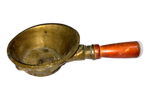 Antique Brass Silk Coal Iron Scoop Dragon Design Flat Pan Wood Handle Vtg China - Picture 3 of 6