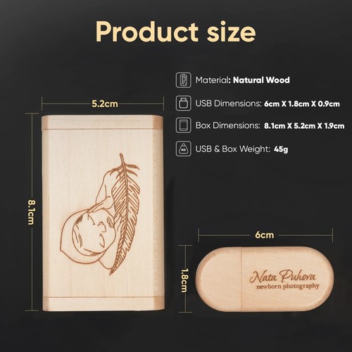Jaster USB Stick 2.0 128GB Speicherstick Holz/Bambus gratis Logo Pendrive 4 - Bild 4 von 17