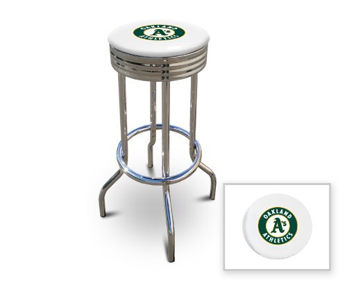 Bar Stool MLB Team Logo Man Cave Retro Backless Swivel Seat 29" Tall Game Room - Picture 21 of 37