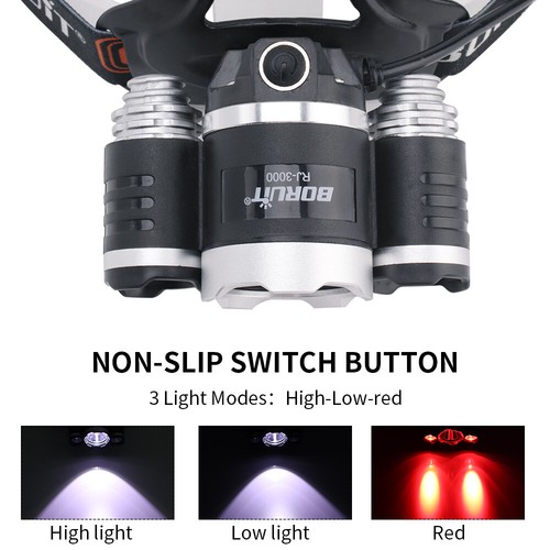 99000LM BORUiT LED Scheinwerfer USB Wiederaufladbar Wasserdicht IPX5 Jagdscheinwerfer - Bild 3 von 12