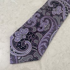 Geoffrey Beene Purple Paisley Tie Necktie Classic 100 Silk