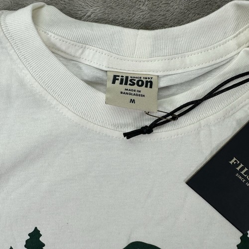 Filson Ranger Graphic T Shirt Short Sleeve size Medium White Green Forest Scene - Picture 5 of 9