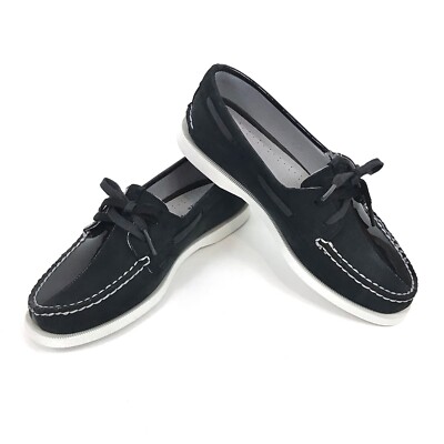 Sperry Black on Black Suede Patent Leather Original Port