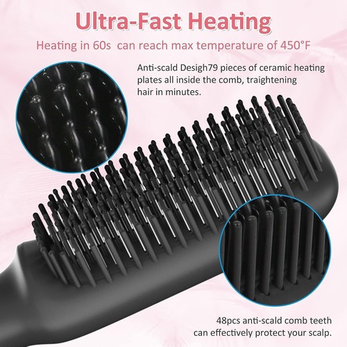 Hair Beard Straightener Brush Negative ion Curling Electric Women Styling Comb - Picture 4 of 12