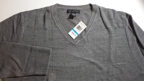 Suéter VIA EUROPA Para Hombre Gris ACRÍLICO CUELLO EN V XL - Imagen 2 de 6
