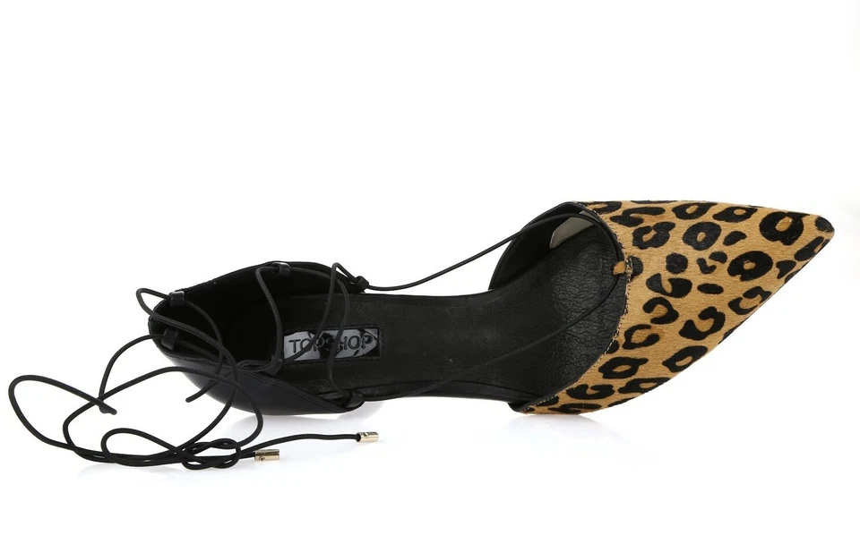 Zapatos de salón de pelo de pony con estampado de guepardo de encaje de cuero negro TOPSHOP para mujer talla 39 Foto 3 de 4