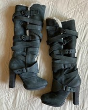 Allsaints⚡️"antigone" Shearling Knee High Wrap Strap Boot Size 37/7us All Saints