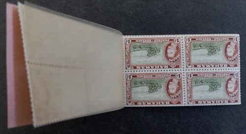 1961 Bahamas Booklet with 8x1d, 8x1 1/2d and 8x2d QE2 Pictorial stamps Inverted - Picture 3 of 9