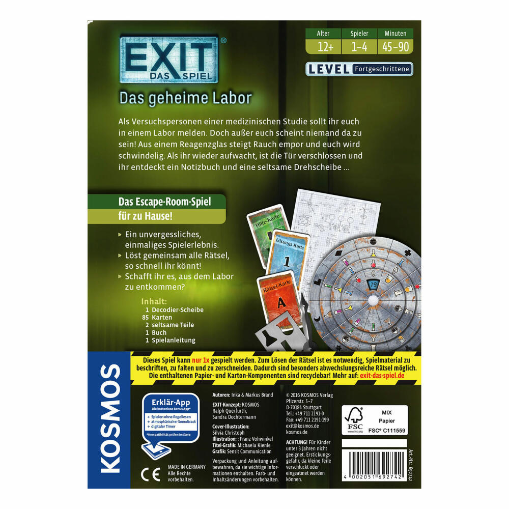 Thumbnail - Kosmos Exit Das Spiel Das Geheime Labor Escape-spiel Escape Spiel Ab