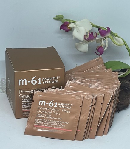 M-61 PowerGlow Peel Gradual Tan 1 Minute 1 Step Facial Pad - 30 Treatments - NIB - Picture 3 of 7