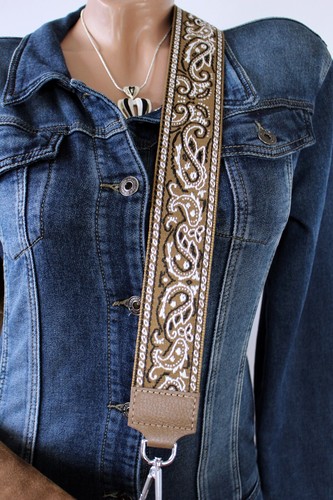 ITALY ★ WILDLEDER PAISLEY CROSSOVER BAUCHTASCHE UMHÄNGETASCHE NUSSBRAUN 2x GURTE - Bild 6 von 15