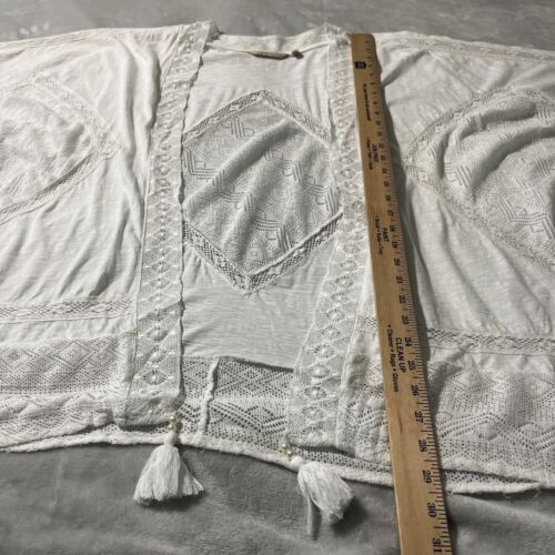 Soft Surroundings PL/PXL Kimono Blanco Borla Verano Natación Algodón Encaje - Imagen 11 de 13
