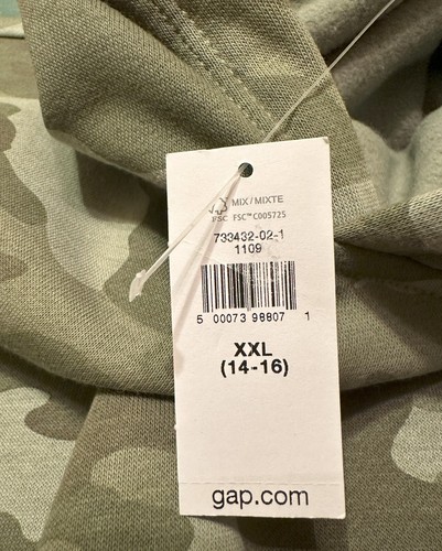 BOY'S HOODIE FROM GAP KIDS - NWT - SIZE XXL (14-16) - CAMOFLOUGE - Picture 6 of 7