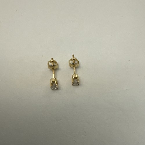 14k Yellow Gold Screw back Diamond Stud Earrings - Picture 6 of 11
